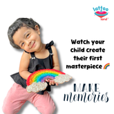 Colored rainbow rice sensory kit for kids, perfect for sensory play, creativity, and early learning activities.Create your child's first DIY painting with rainbow rice art activity